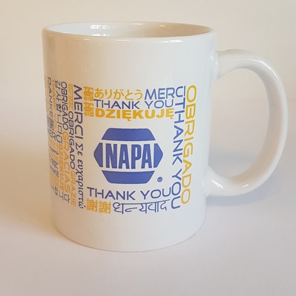 Set of 2 Vintage NAPA Autoparts Promotional Mugs Teacups "Thank You" Languages - Picture 4 of 13